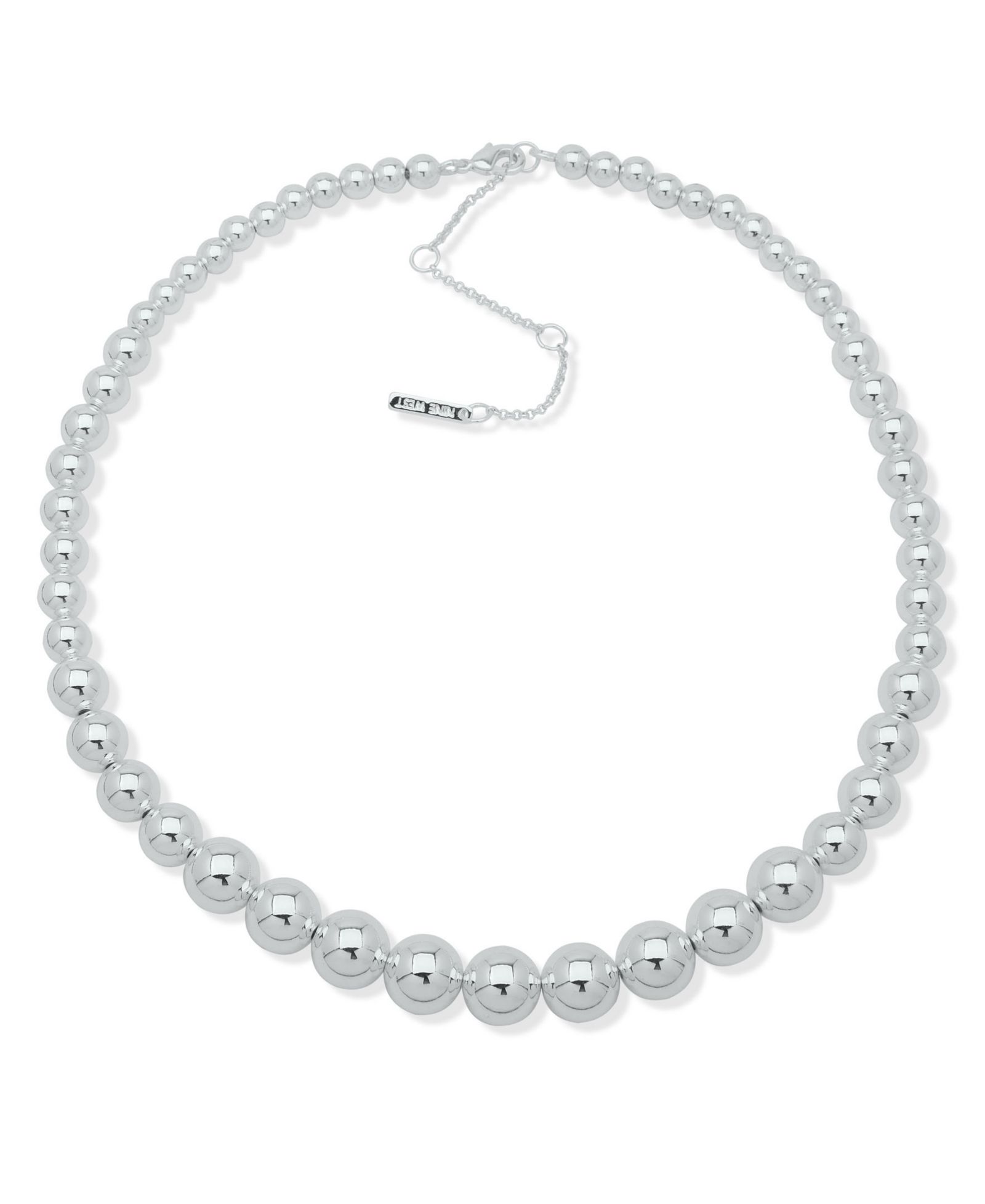 Nine West Copper Coated Beads Silver-Tone Structured Collar Necklace