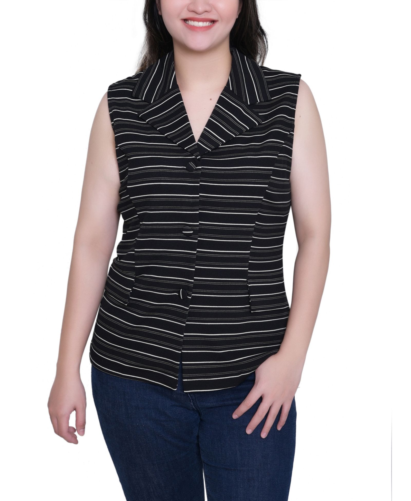 NY Collection Women's V Neck Sleeveless Scuba Vest Jacket