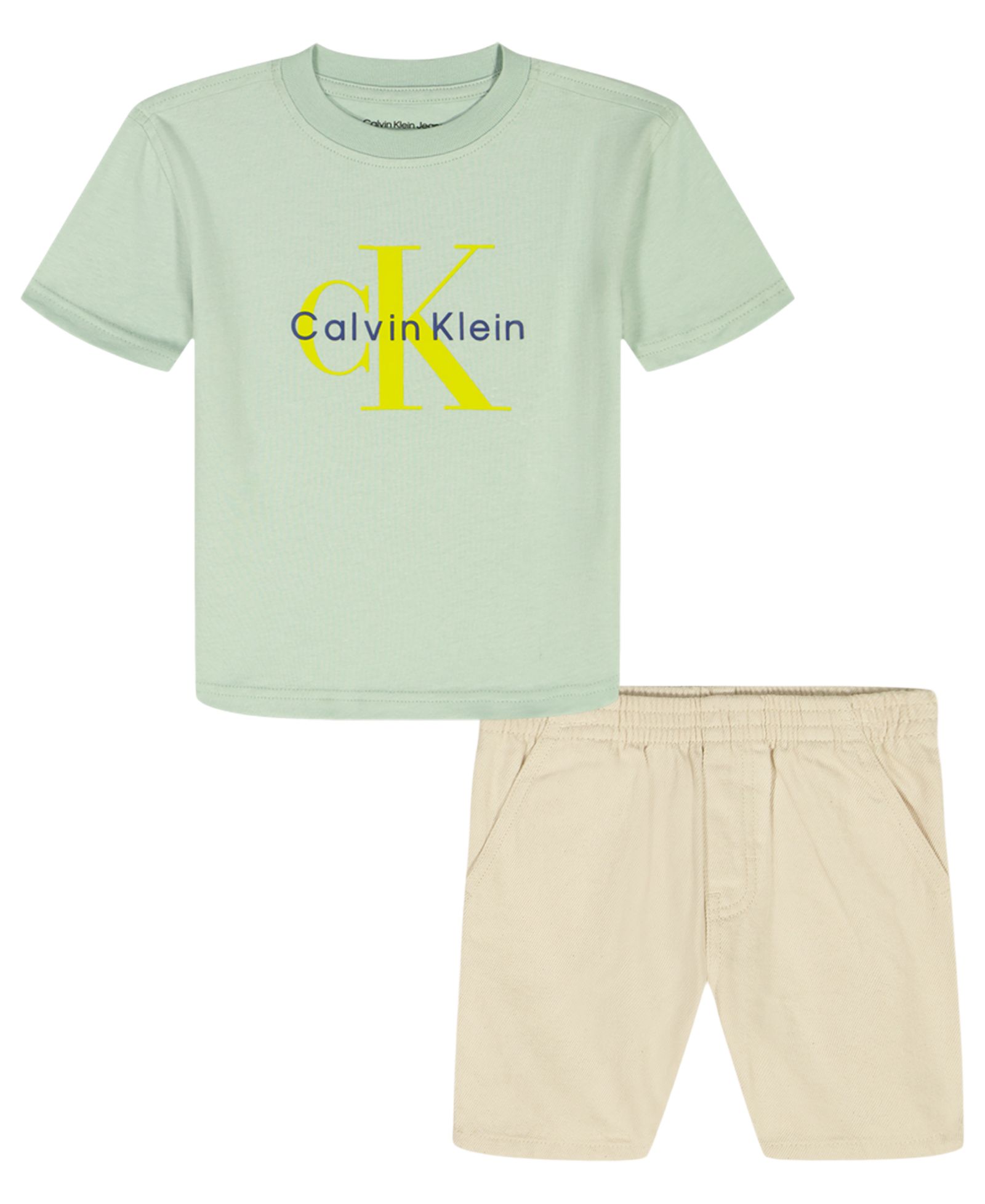 Комплект для малышей Calvin Klein: футболка с монограммой и джинсовые шорты, 2 шт