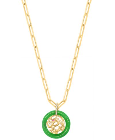 EFFY Collection Diamond (1/20 ct. t.w.) & Muti Gemstones (6-5/8 ct. t.w.) Pendant Necklace in 14k Yellow Gold
