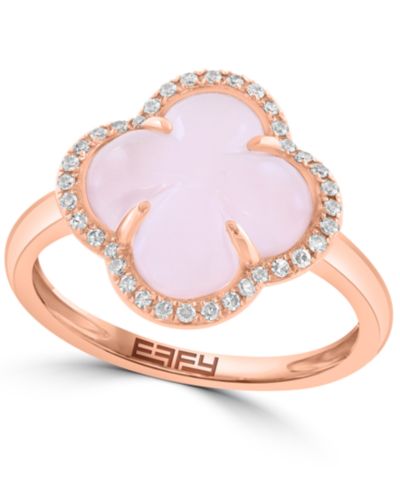 EFFY Collection Diamond (1/6 ct. t.w.) & Pink Quartz (2-5/8 ct. t.w.) Ring in 14k Rose Gold