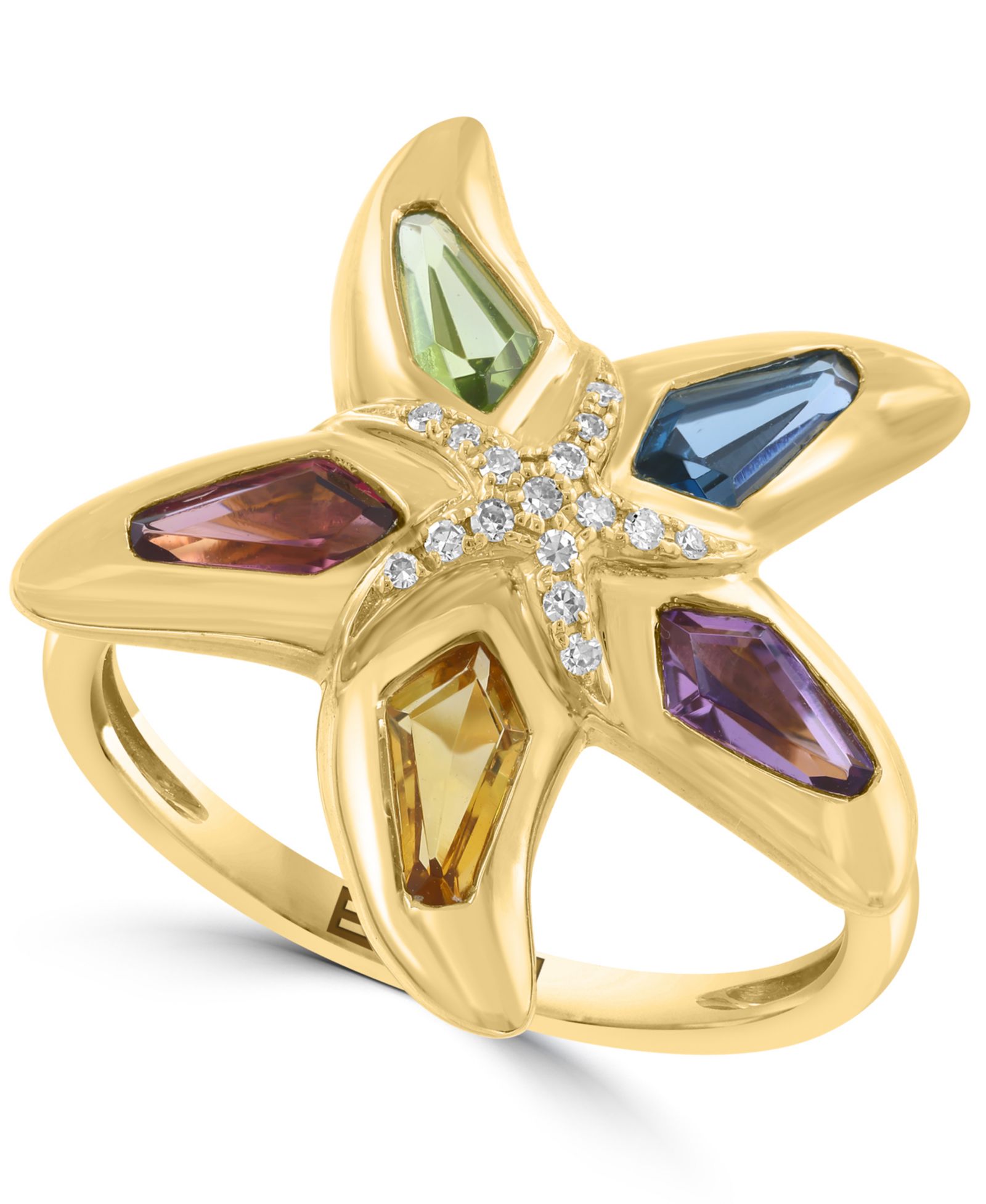 EFFY Collection Diamond (1/20 ct. t.w.) & Multi Gemstones (1-3/8 ct. t.w.) Ring in 14k Yellow Gold