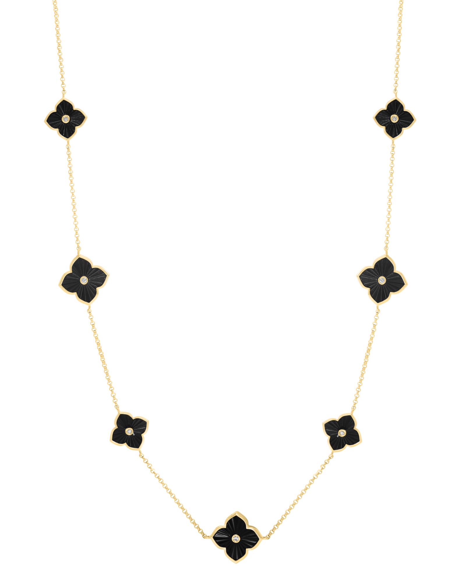 Ожерелье EFFY Collection Diamond & Onyx в 14k Yellow Gold