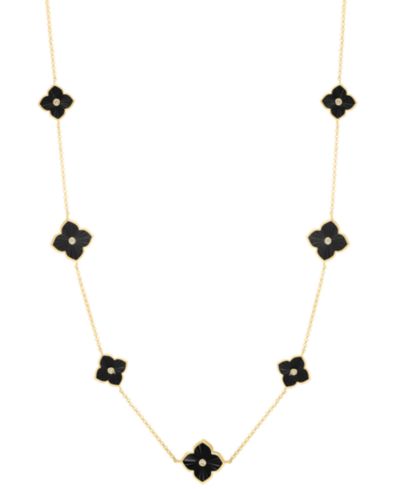 Ожерелье EFFY Collection Diamond & Onyx в 14k Yellow Gold