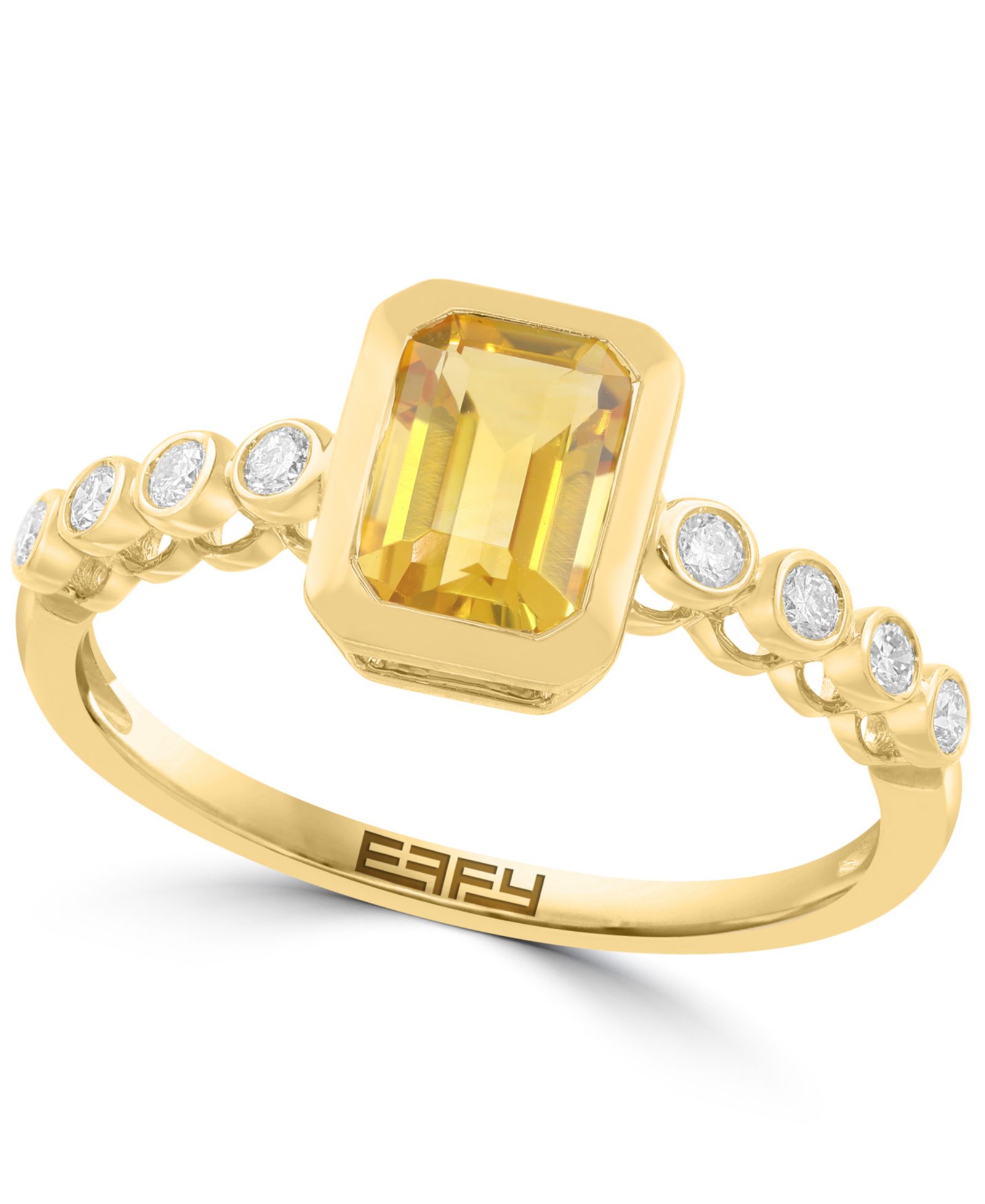 Кольцо EFFY Collection Diamond (1/6 ct. t.w.) & Madeira Citrine (1-1/10 ct. t.w.) в 14k Yellow Gold