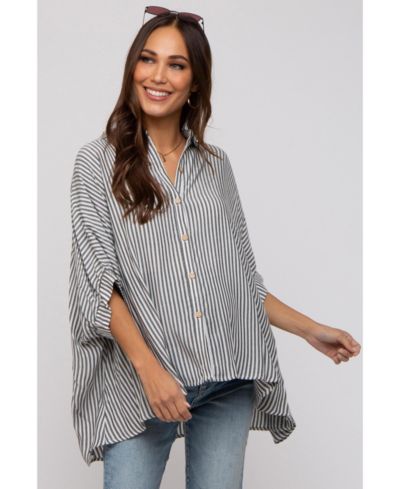 Топ Pinkblush Women's Peach Striped Button Up Dolman