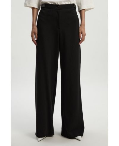 Karen Millen Women's Ponte PU Wide Leg Pants.