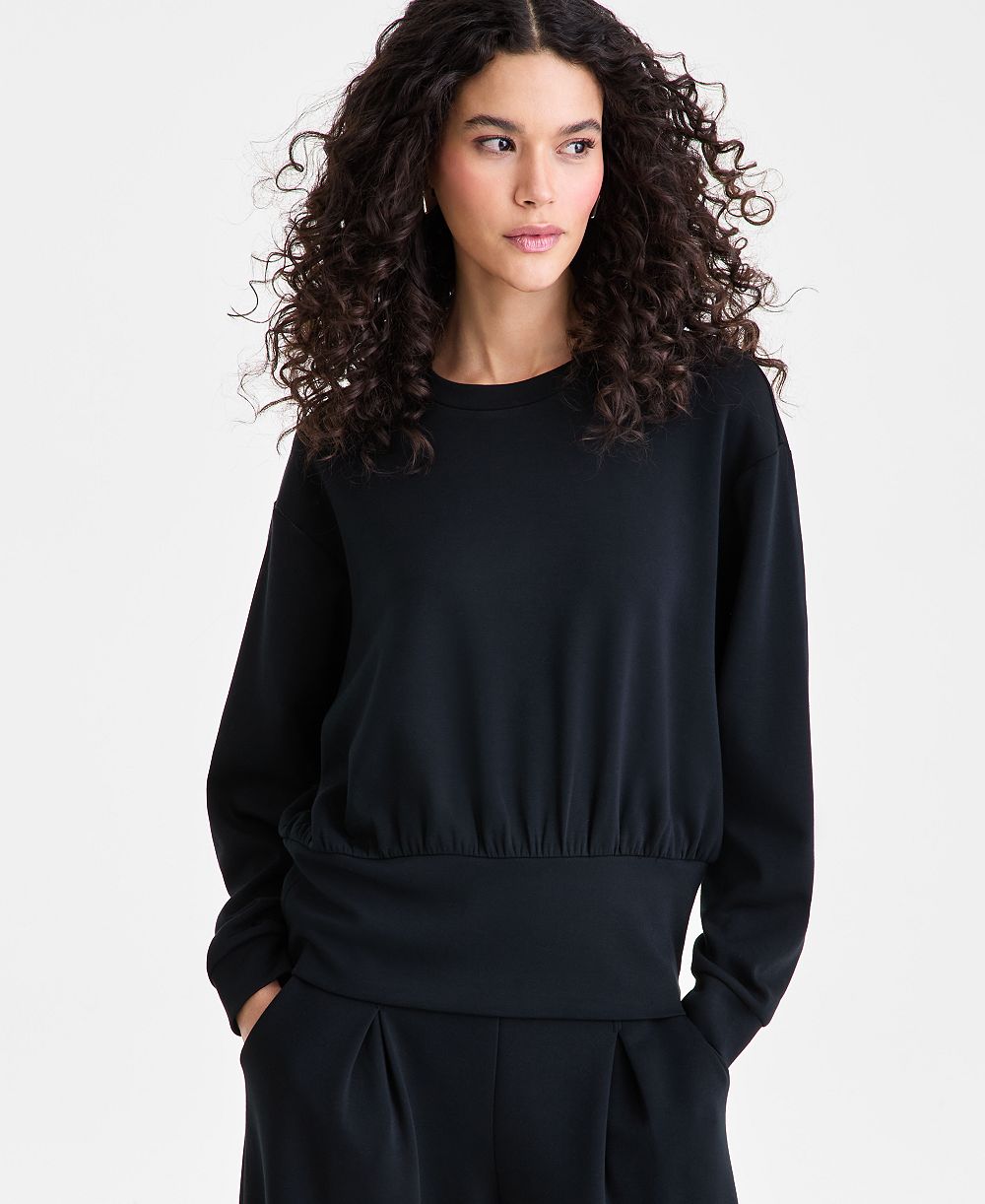 I.N.C. International Concepts Women's Off Duty Banded-Bottom Sweatshirt, Macy's Exclusive