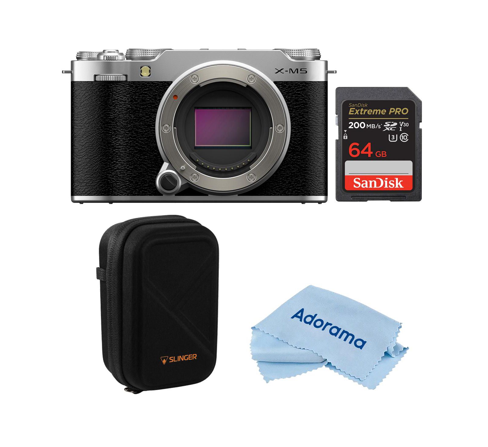Fujifilm X-M5 Mirrorless Camera, Silver, Bundle with Included Value