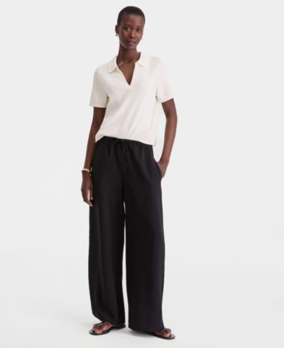On 34th Women's High-Rise Pull On Crepe Wide-Leg Pants, Macy's Exclusive