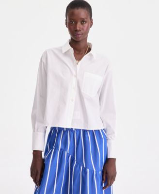 Женская хлопковая рубашка poplin укороченная от On 34th