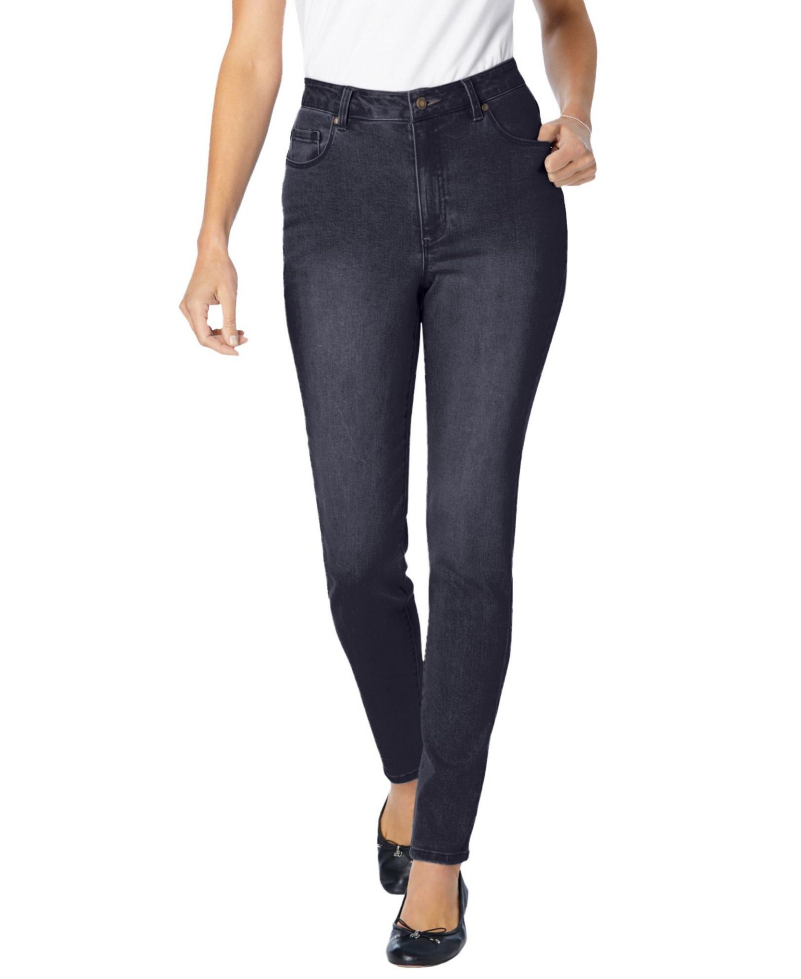 Woman Within Women's Within Tall Slim-Leg Stretch Comfort Denim Five-Pocket Jeans