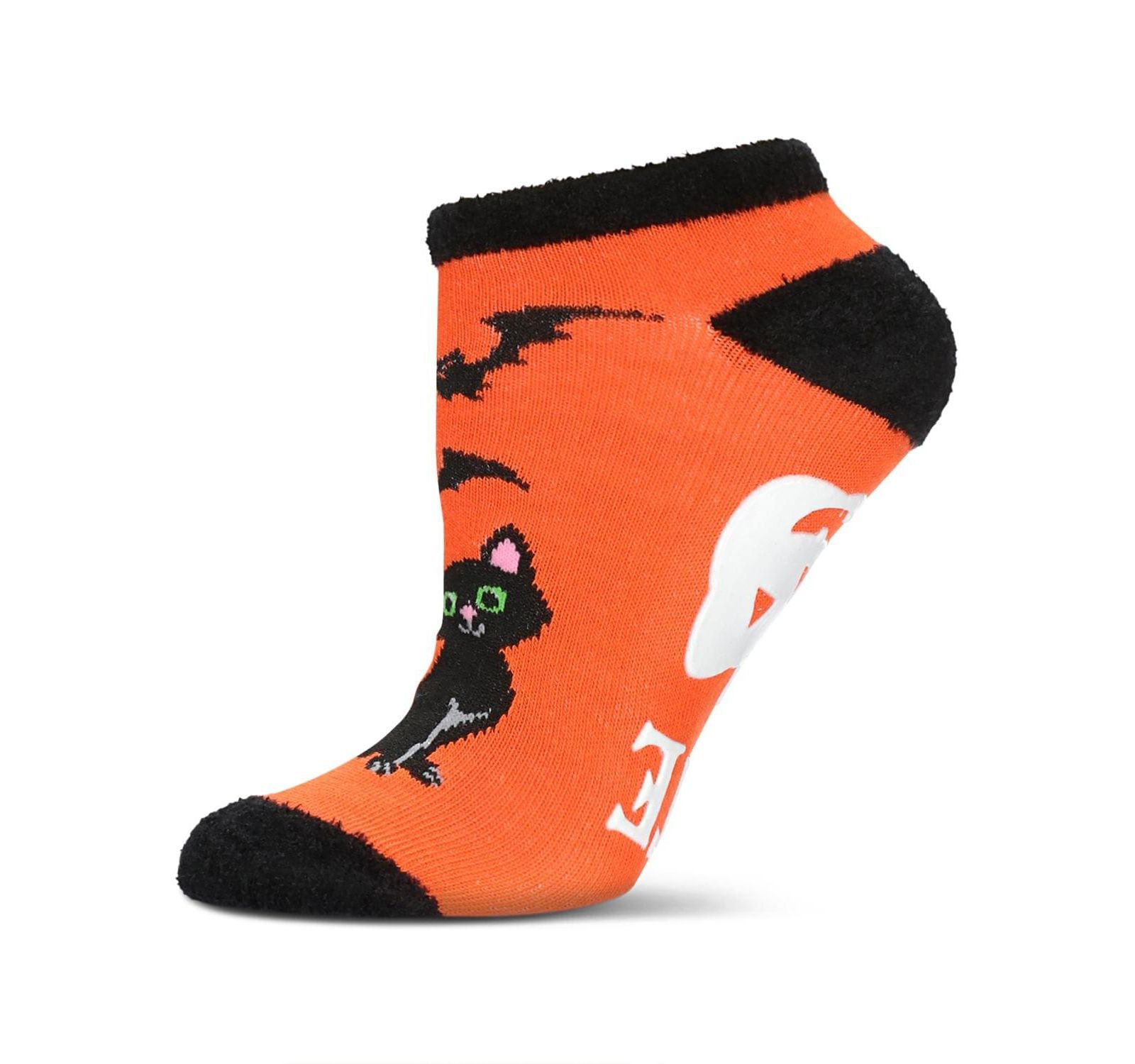 MeMoi Women's Spooky Cat Low-Cut Non-Skid Socks