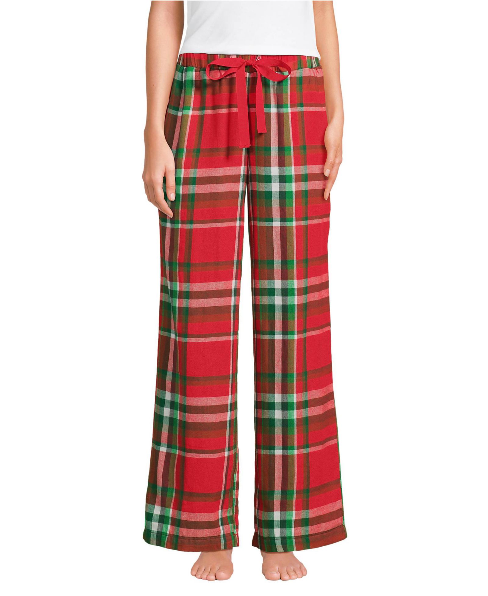Женские фланелевые брюки Lands' End Petite Wide Leg