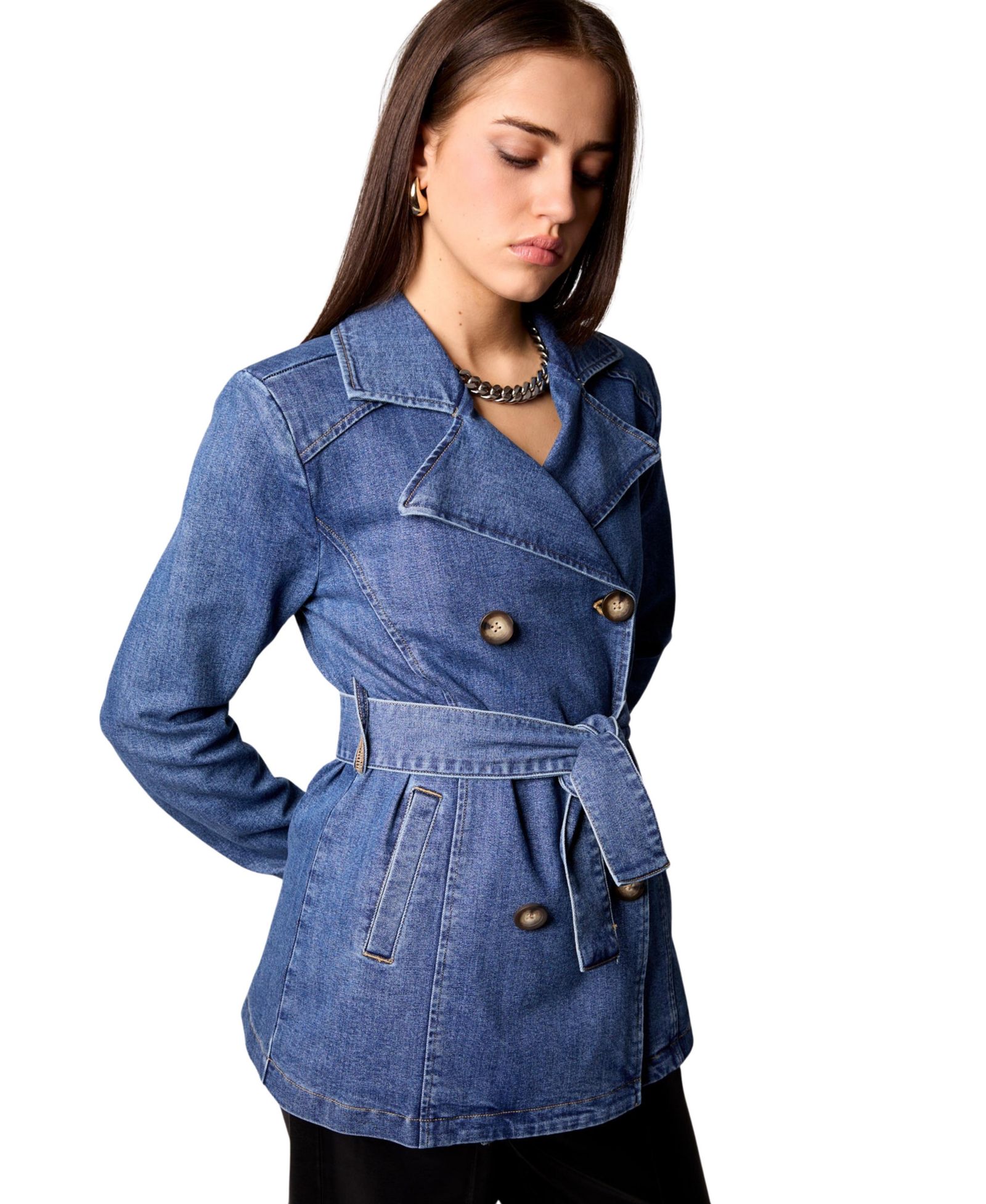 Blue Revival Women's Gracie Double Breasted Trench Coat with Removable Hoodie Insert