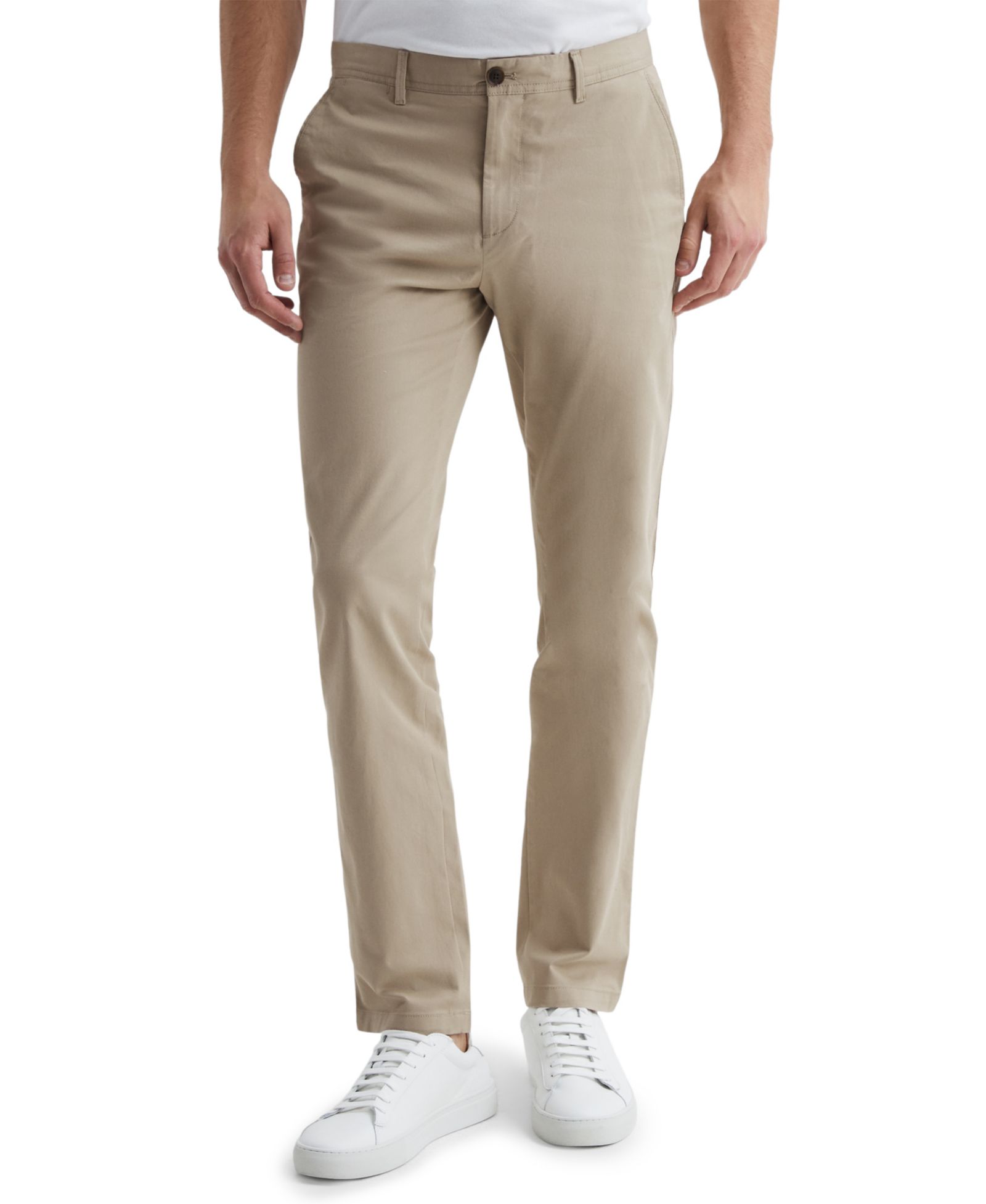 REISS Men's Pitch Washed-Cotton Slim-Fit Chinos Pants
