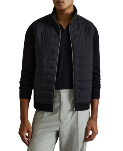Мужской жилет REISS William Hybrid Quilt and Knit Zip-Through