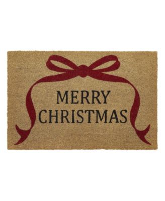 VCNY Home Merry Christmas Bow Outdoor Coir Doormat, 18" x 30"