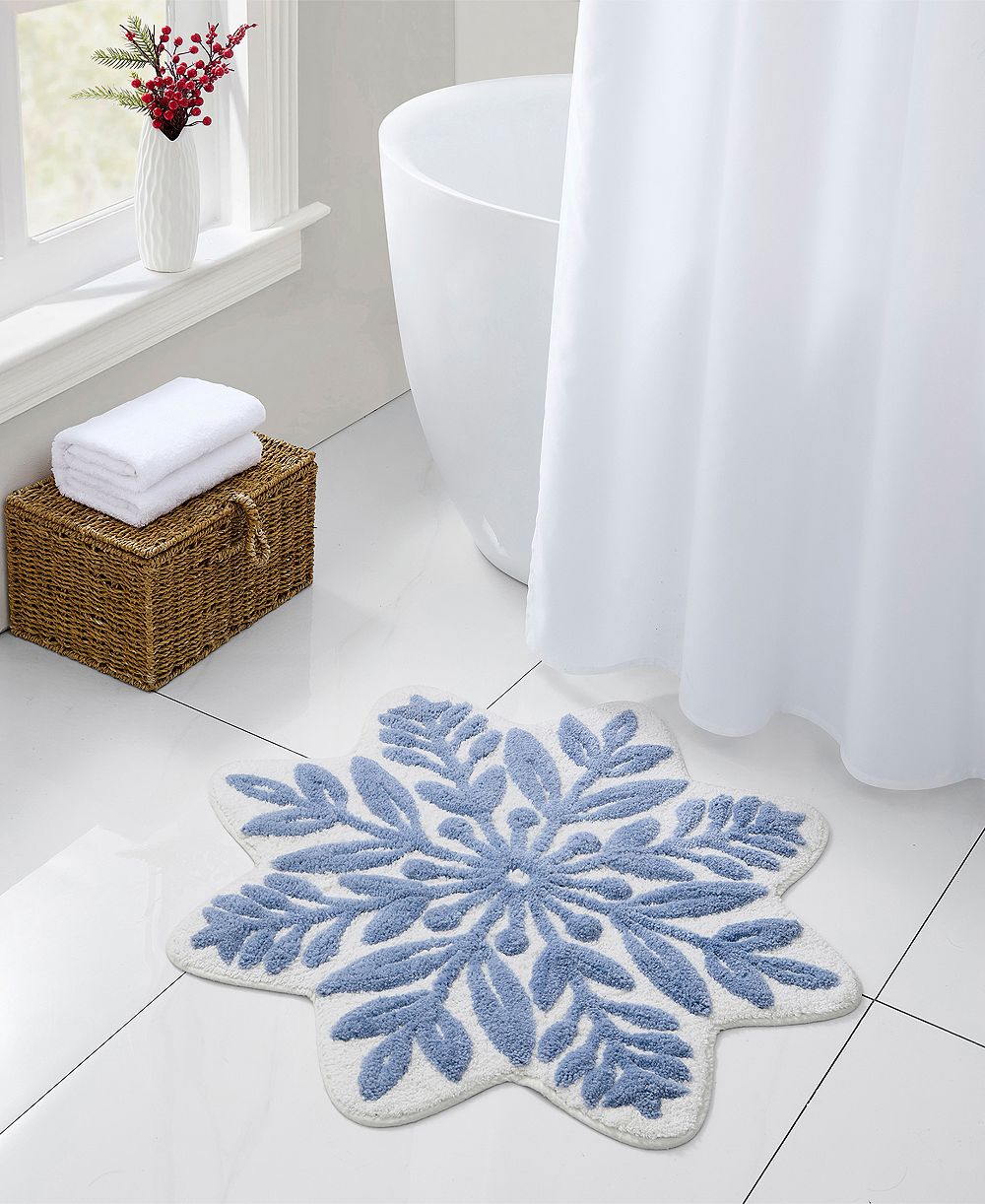 Hallmark Snowflake Shaped Tufted Holiday Bath Rug, 30" Round