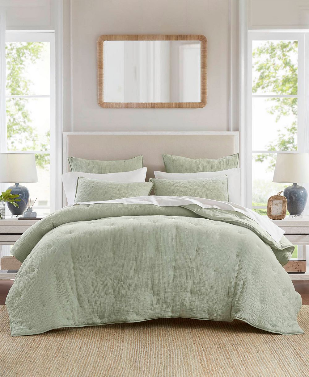 Комплект стеганое одеяло Harbor House Breeze Cotton Embroidered 3-Pc., Full/Queen