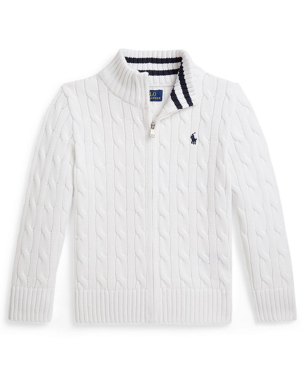 Polo Ralph Lauren Boys' 2T-7 Cable-Knit Cotton Full-Zip Sweater
