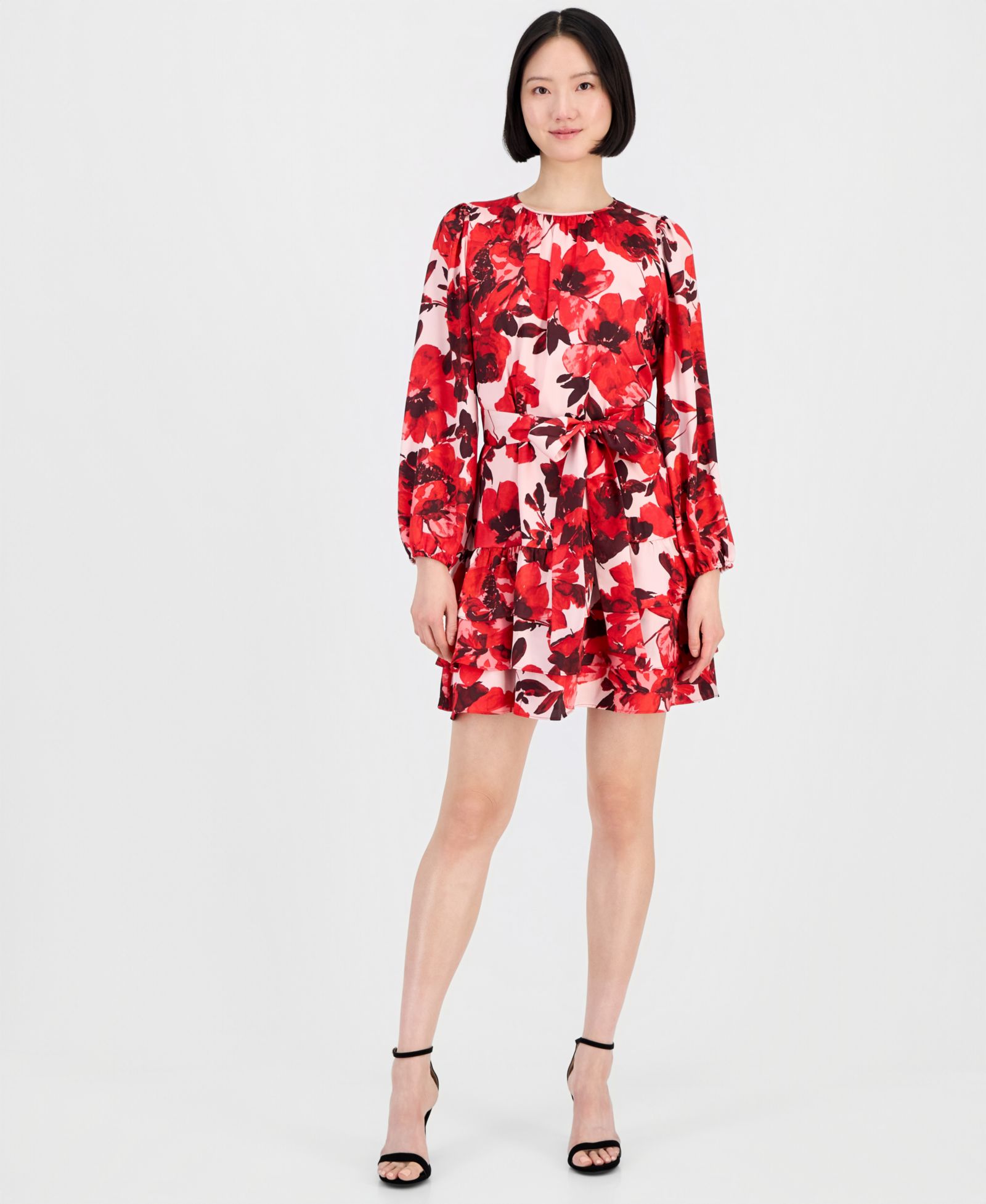 Женское многоярусное платье Anne Klein Belted Tiered