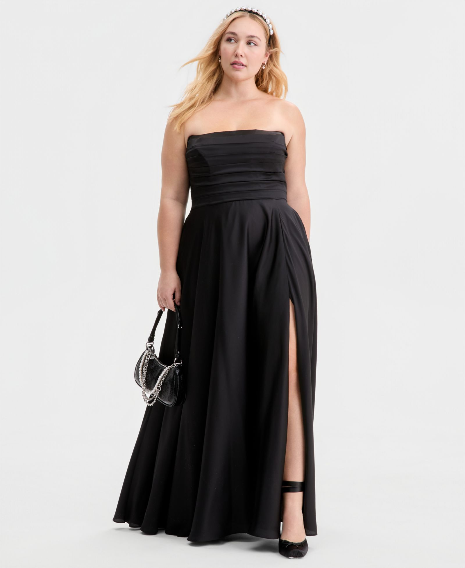 Женское вечернее платье B Darlin Trendy Plus Size Strapless Pleated Gown