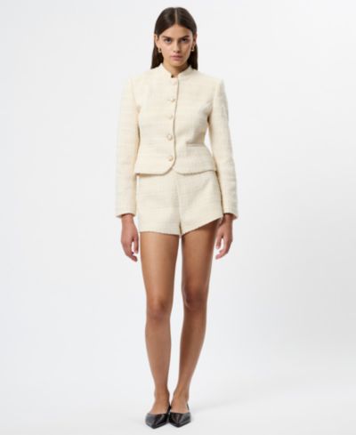 French Connection Women's Structured Curved Side Zipper Shorts