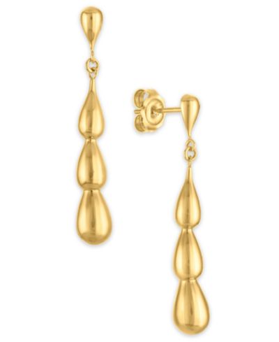 Серьги-подвески Polished Puff Teardrop из желтого золота 10k