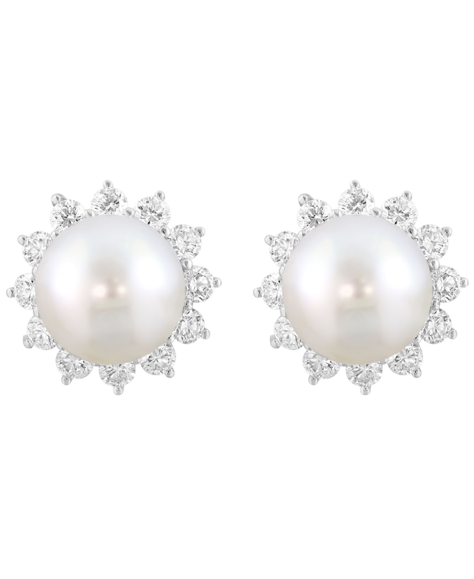 Серьги EFFY Collection Freshwater Pearl и Lab Grown Diamond в Sterling Silver