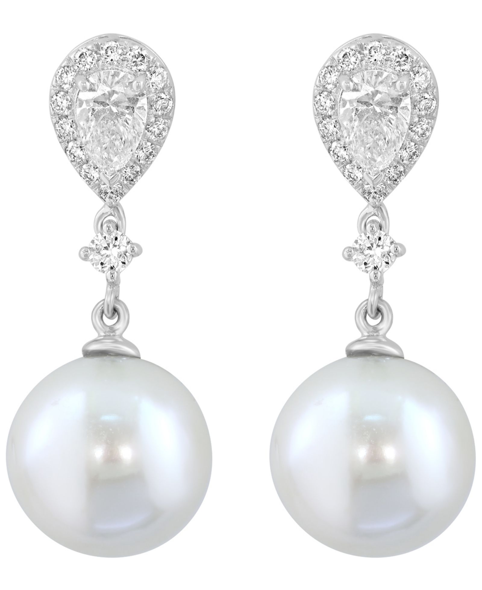 Серьги EFFY Collection Freshwater Pearl (11.5mm) and Lab Grown Diamond in Sterling Silver