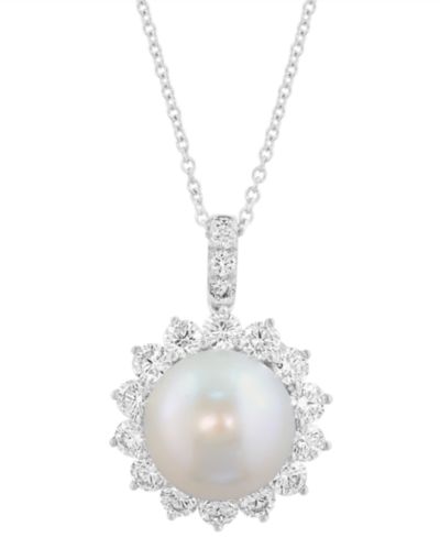 Подвеска EFFY Collection с натуральным жемчугом 12mm и выращенным алмазом в серебре