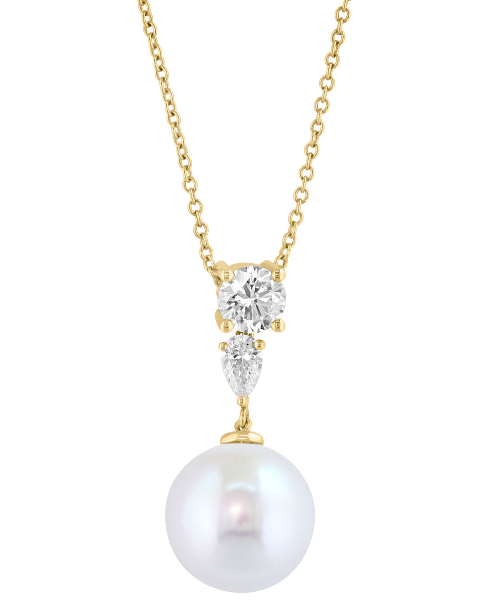Подвеска EFFY Collection с речной жемчужиной (11mm) и выращенным в лаборатории белым бриллиантом (5/8 ct. t.w.) из желтого золота 14k