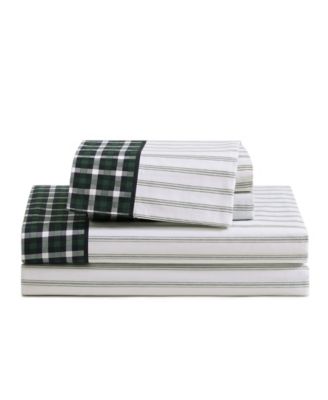 Комплект постельного белья Tommy Hilfiger Printed Cotton Percale Contrast Hem 4 Pc. King