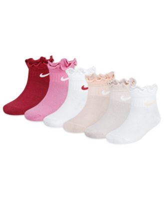 Nike Girls' 4-7 Ruffle Detail Ankle Socks, 6-Pack