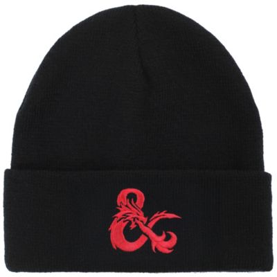 Dungeons & Dragons Men's Dungeons and Dragons Ampersand Logo Embroidery Black Acrylic Knit Cuff Beanie