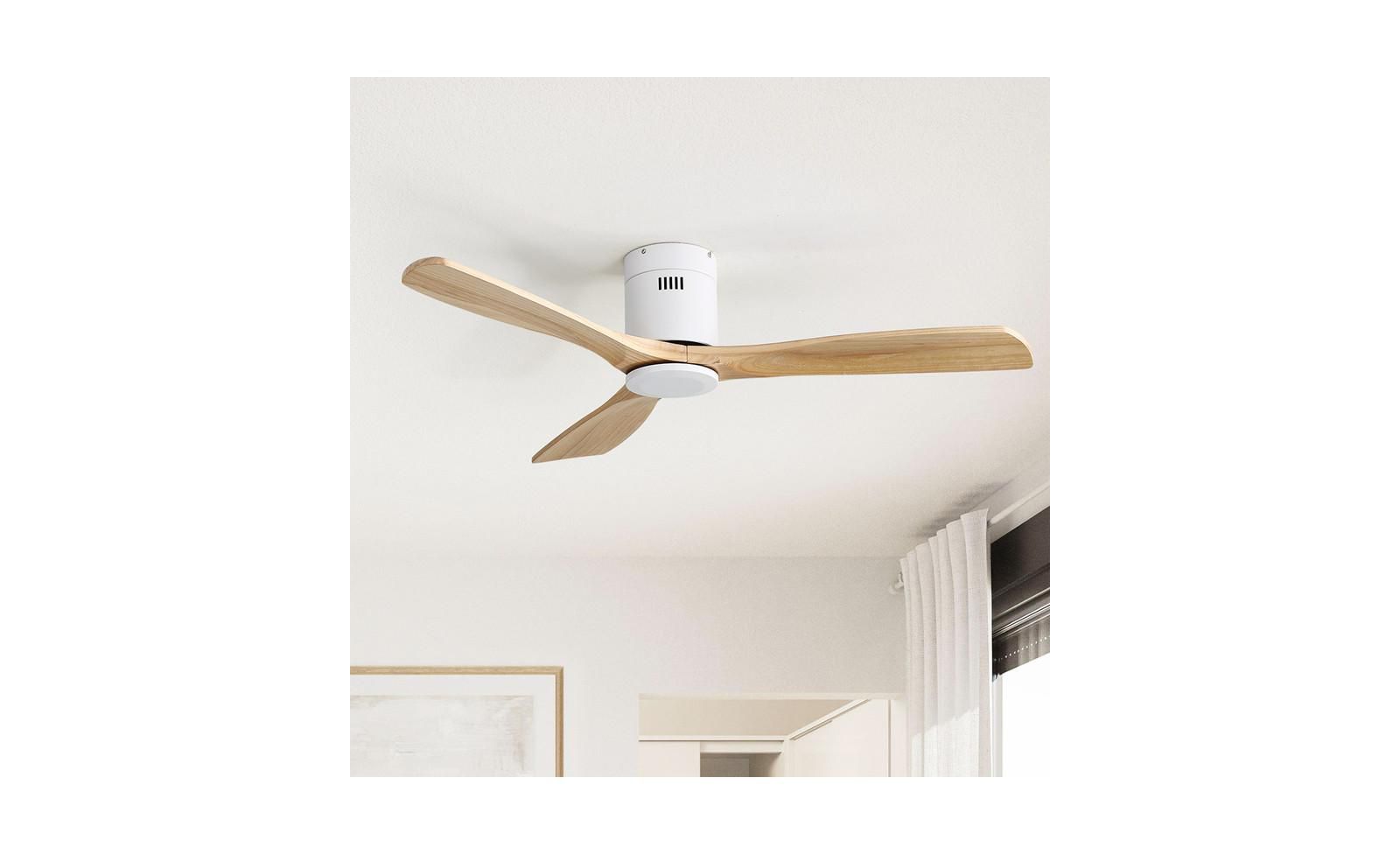 Потолочный вентилятор Sofucor 52-inch Modern White 3 Solid Wood Blade с пультом управления 6-speed