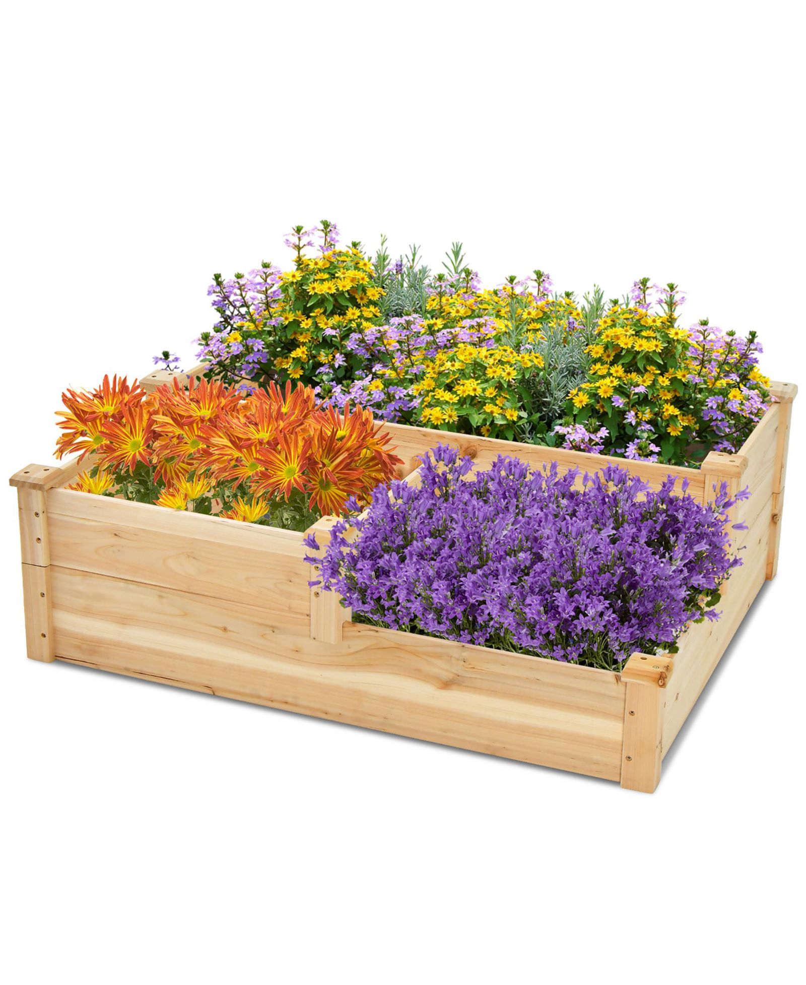 Gymax 3-Tier Outdoor Raised Garden Bed Fir Wood Elevated Flower Box