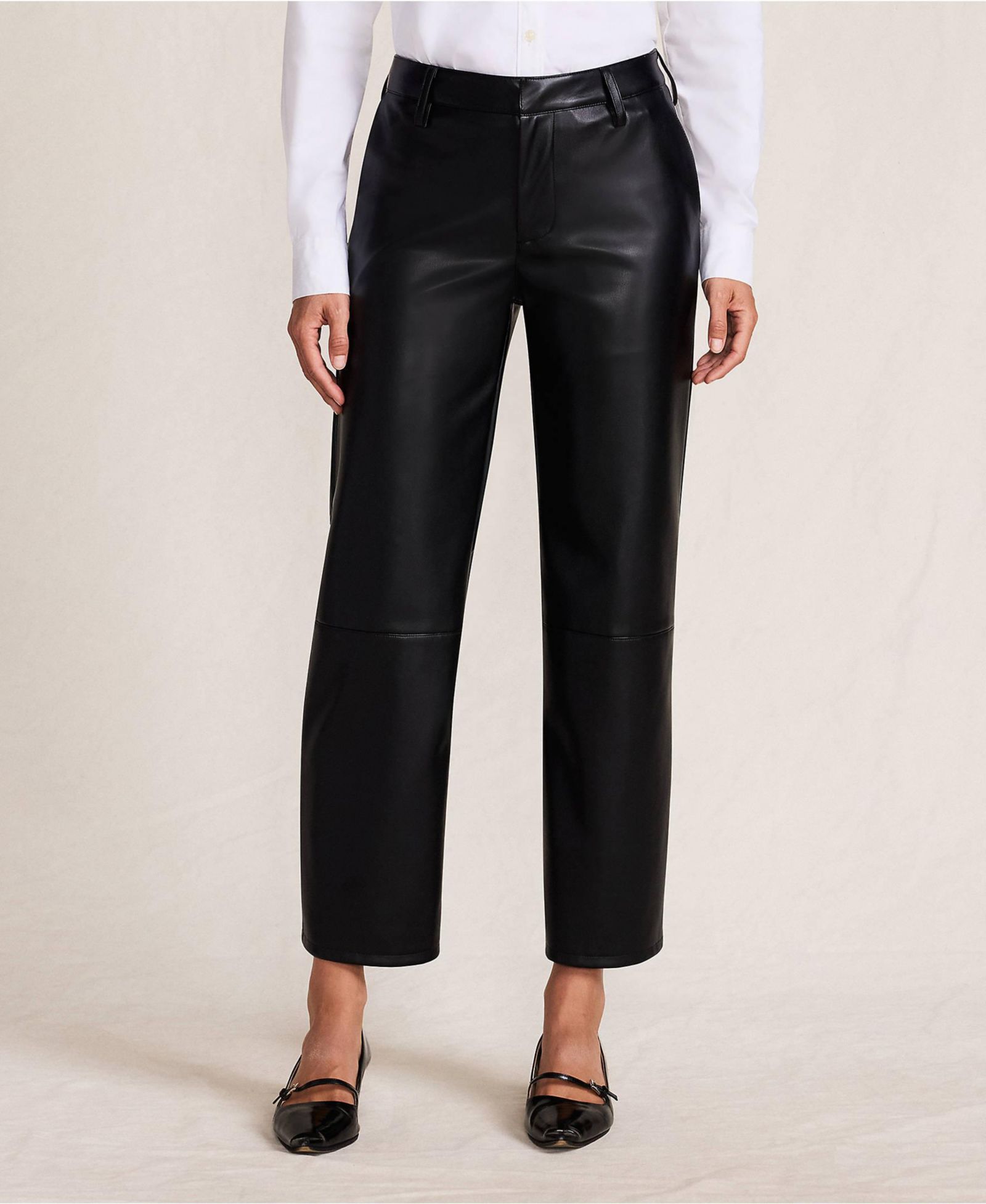 Женские брюки Lands' End Faux Leather Mid Rise Relaxed Straight Leg Crop