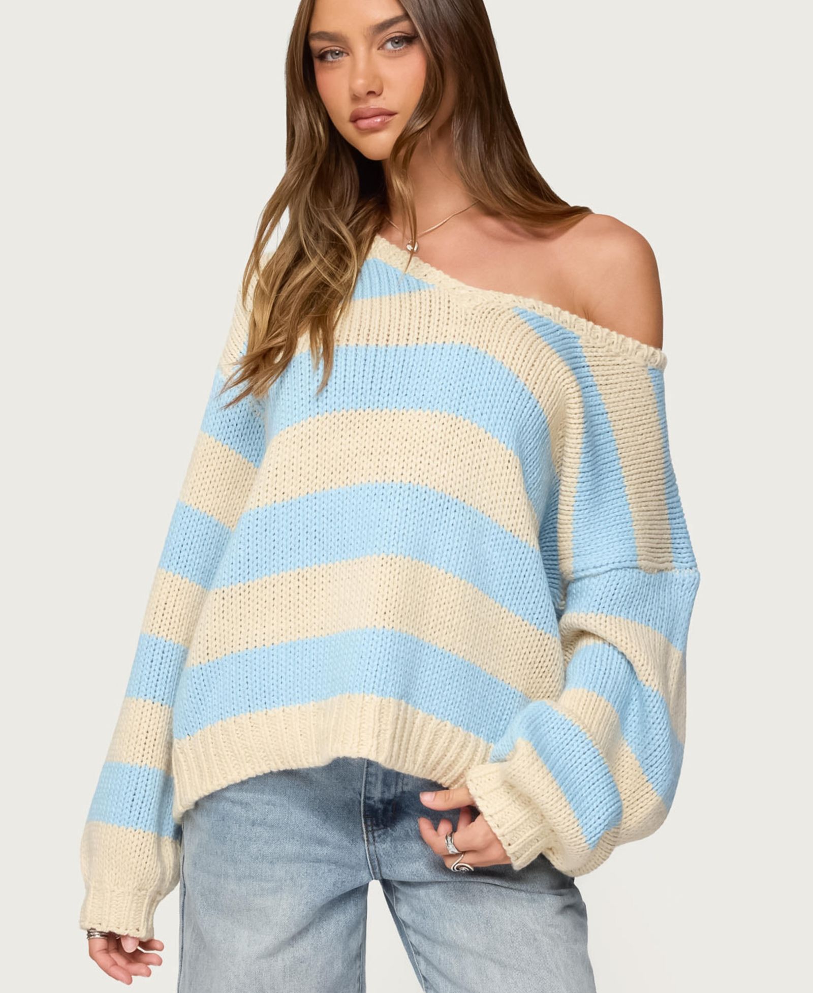 Edikted Women's Tracie Striped Oversized Sweater