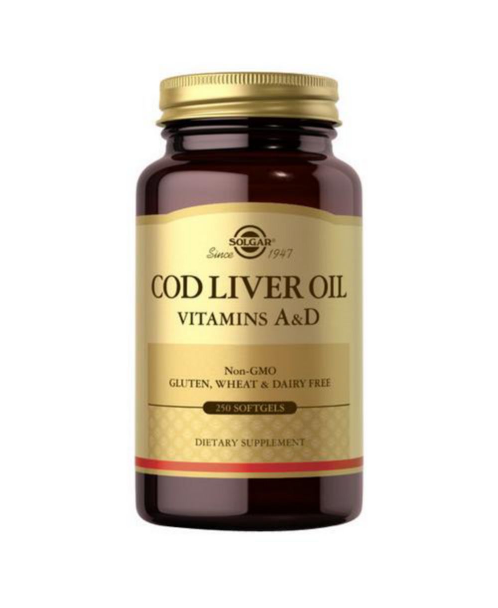 Пирцовые капсулы Solgar Norwegian Cod Liver Oil (витамины A и D), 250 шт
