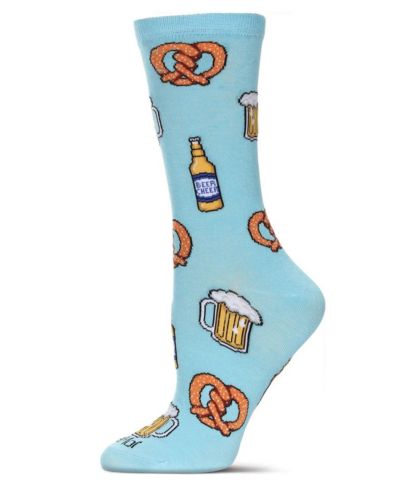 MeMoi Women's Pretzels & Beer Crew Socks