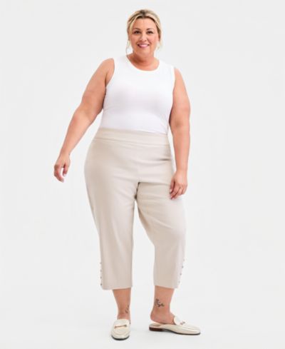 JM Collection Plus Size Side-Button Capri Pants, Macy's Exclusive