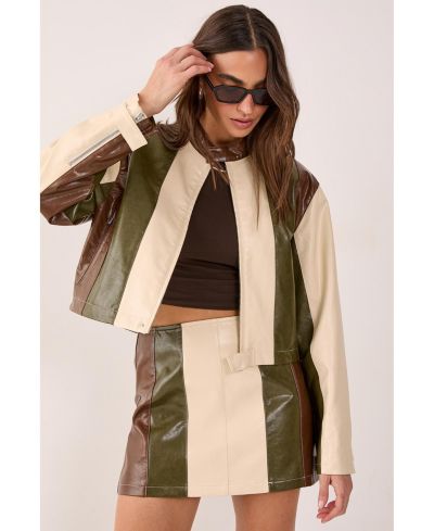 Женская кожаная куртка Nasty Gal Panelled Faux Leather Biker