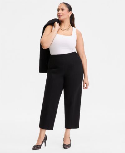I.N.C. International Concepts Plus Size High Rise Pull-On Ponte Pants, Macy's Exclusive