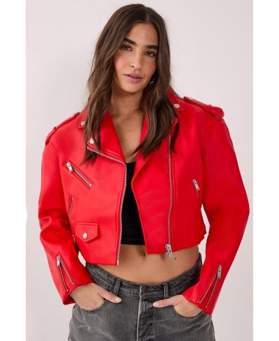 Nasty Gal Women's Faux Leather Boxy Biker Jacket