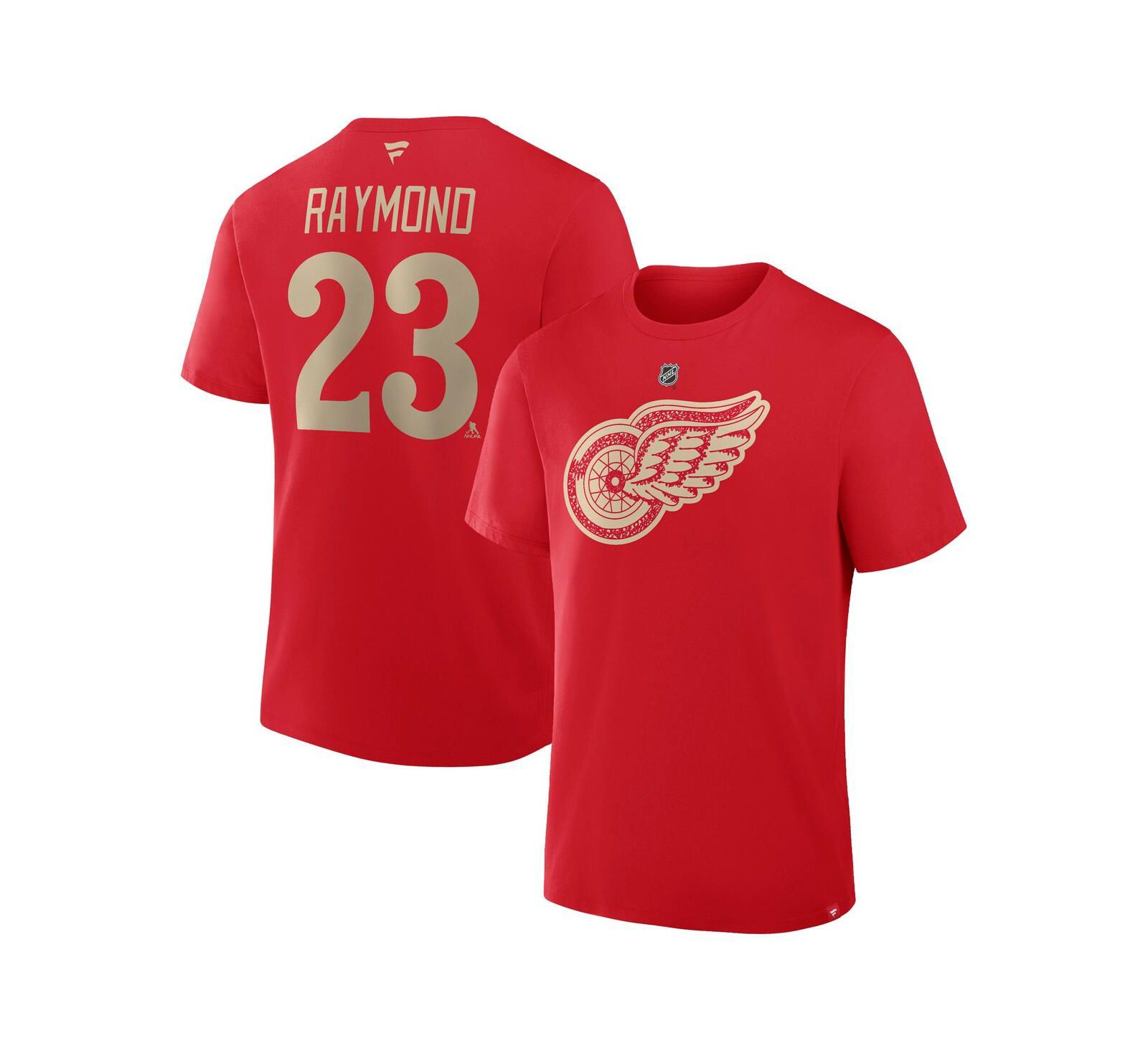 Футболка Fanatics Men's Lucas Raymond Red Detroit Red Wings Centennial Authentic Stack Name & Number
