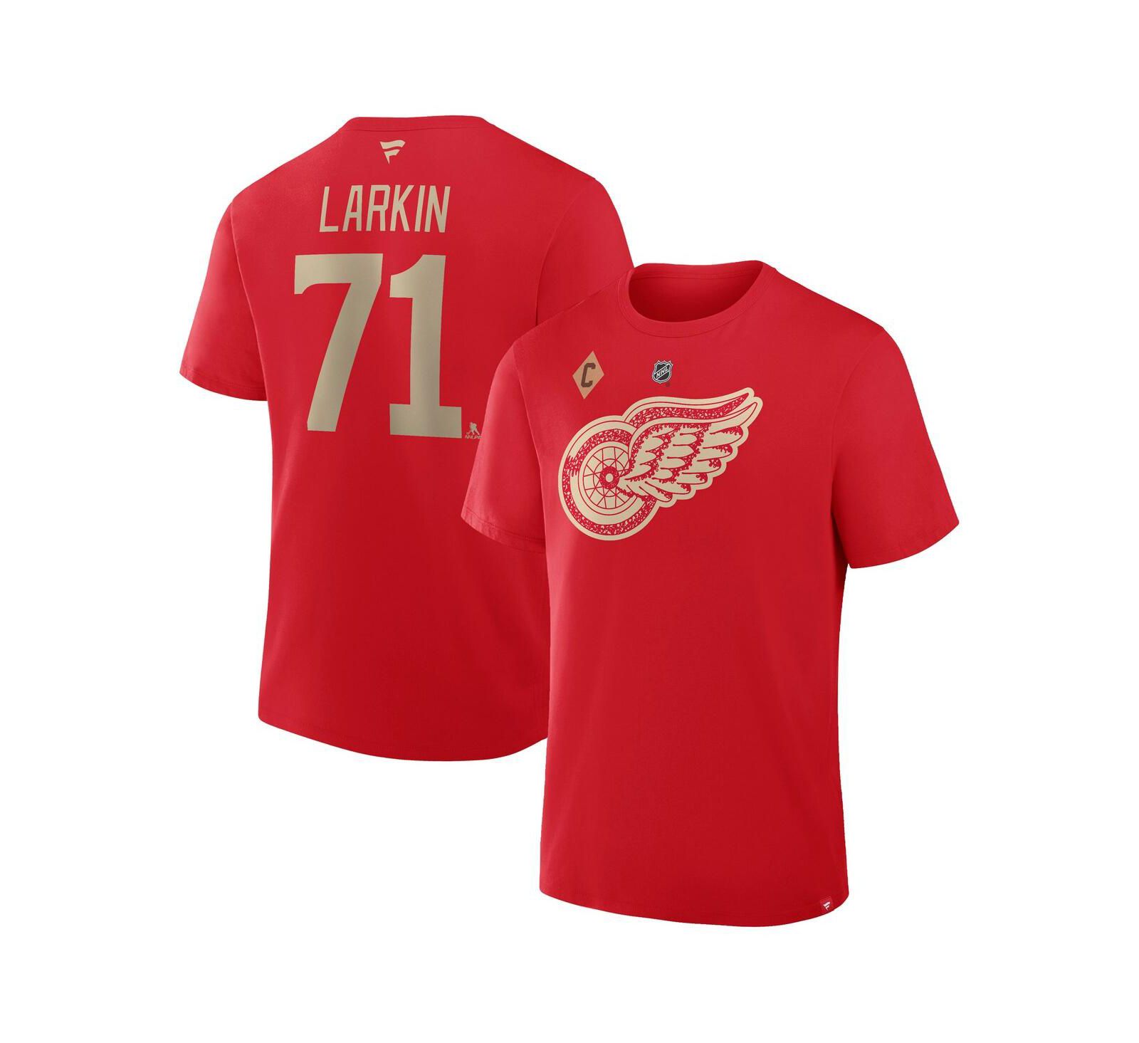 Мужская футболка Fanatics Detroit Red Wings Captain's Patch Centennial Authentic Stack Name & Number, красная