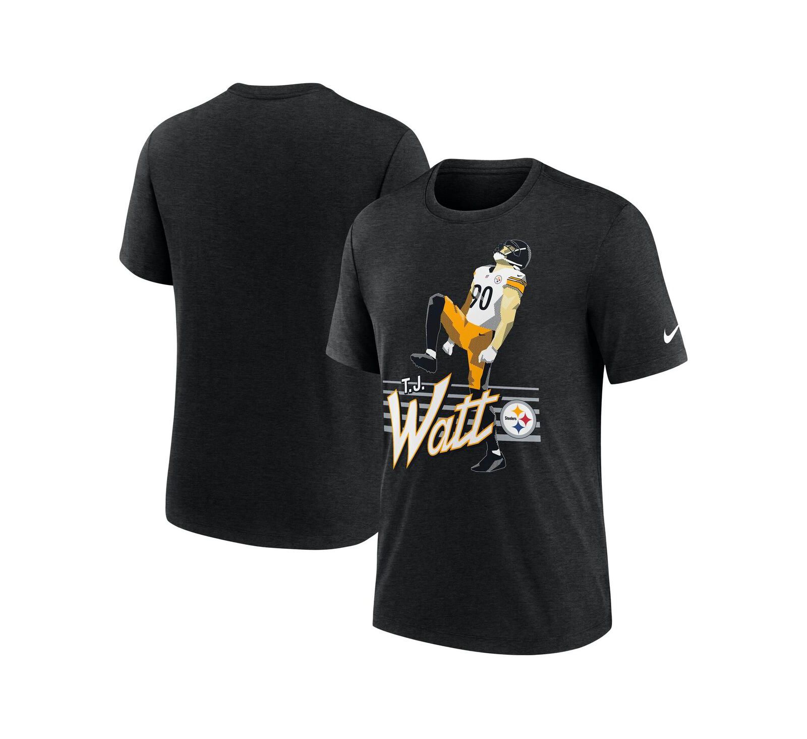 Nike Men's T.J. Watt Heather Black Pittsburgh Steelers Player Graphic T-Shirt