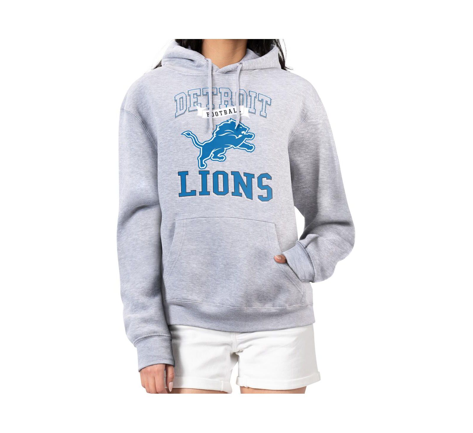Женское худи G-III 4Her by Carl Banks с логотипом команды Detroit Lions, флисовый трикотаж, цвет меланж серый
